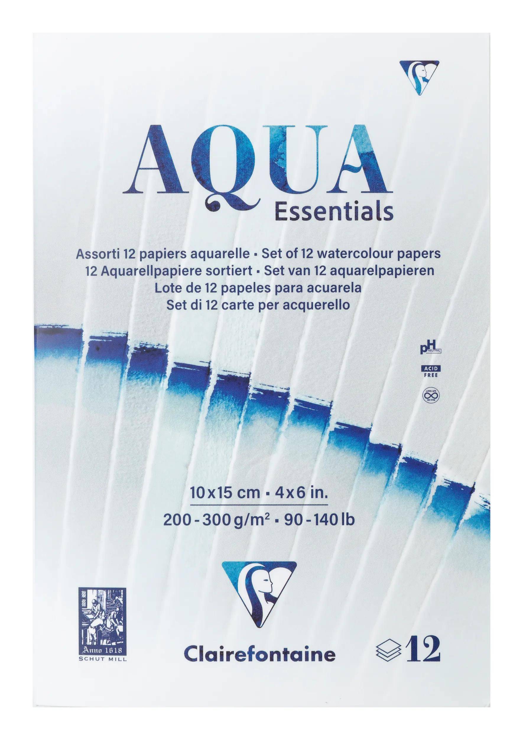Clairefontaine 2x Block, 12 Aquarellpapiere, 10x15cm 12 Bl 200g-300g 976097C