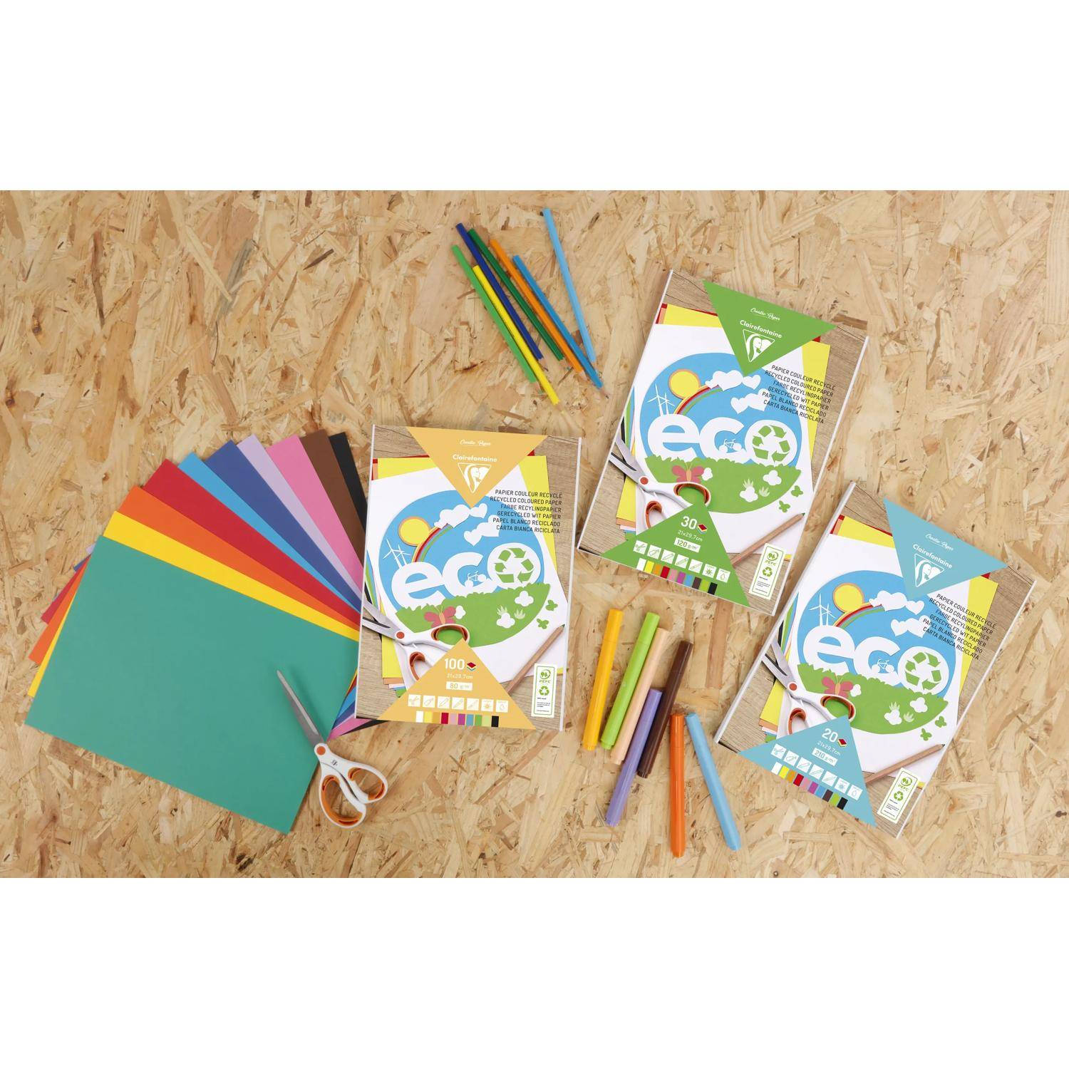 Clairefontaine 5x Papier Block mit 20 Blatt A4 10 Farben sort. 26503C