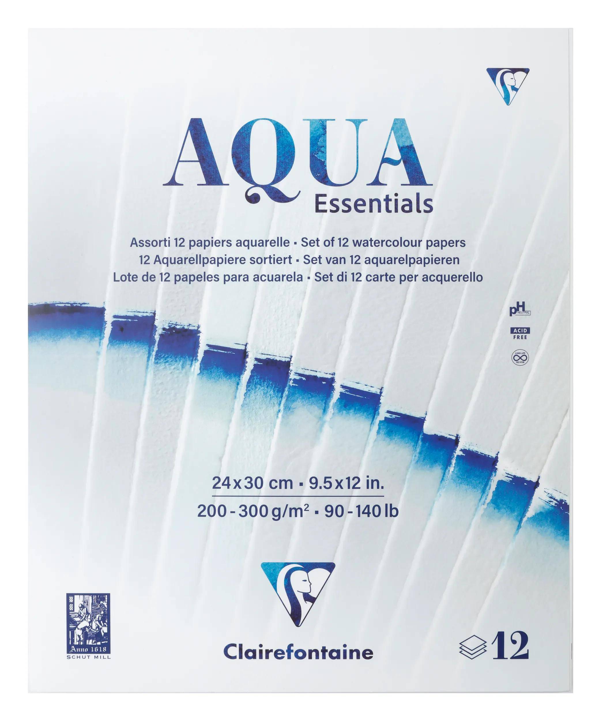 Clairefontaine 2x Block, 12 Aquarellpapiere, 24x30cm 12 Bl 200g-300g 976099C