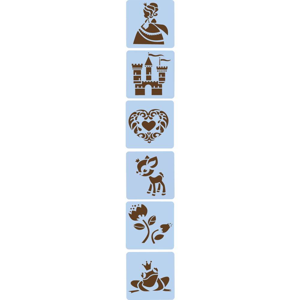 Avenue Mandarine 3x 6 tlg Schablonenset für Kinder, Prinzessinnen Orange 42836O