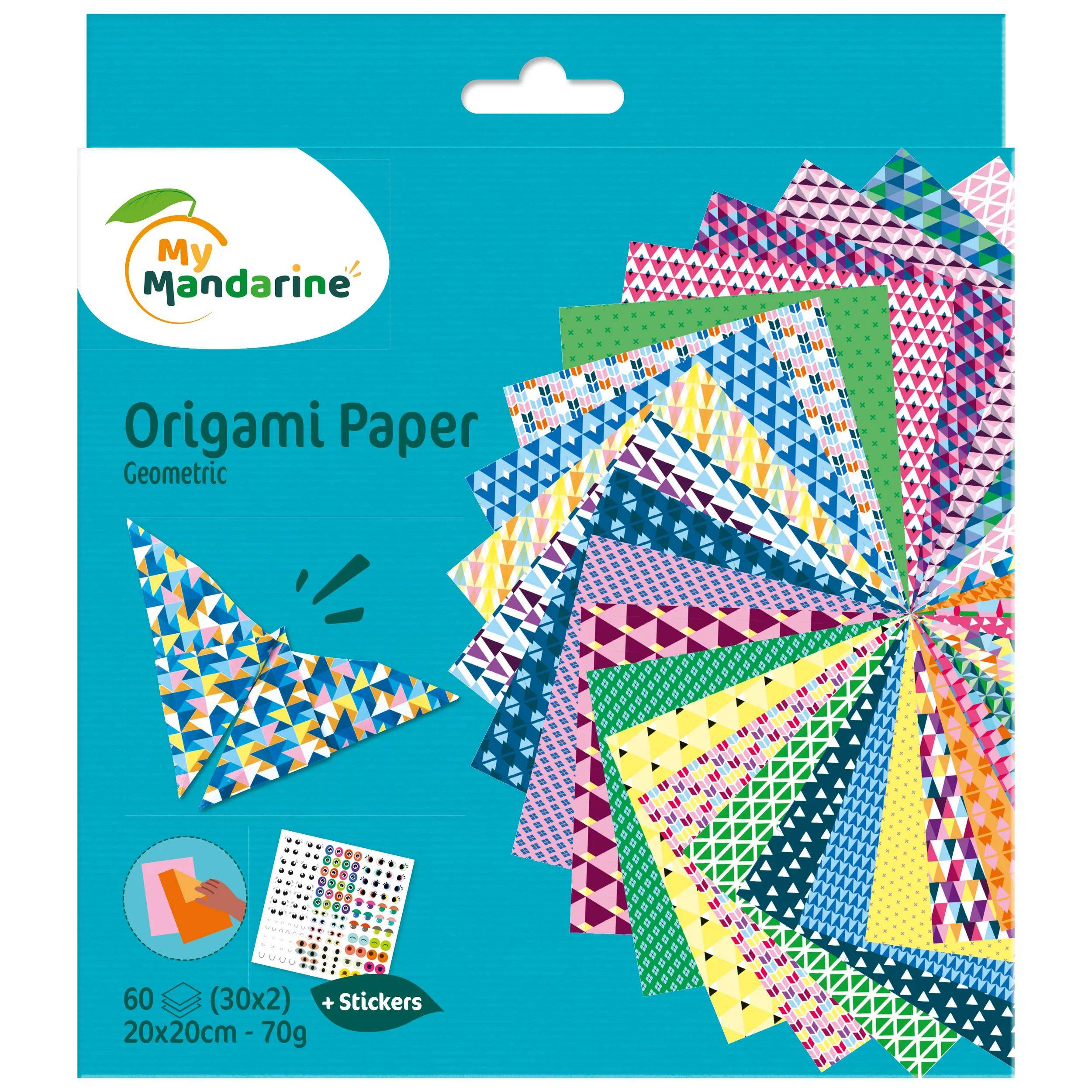 Avenue Mandarine 3x Origami Paper Geometric, 60 Bl 20x20 cm, Mehrfarbig 52501MD