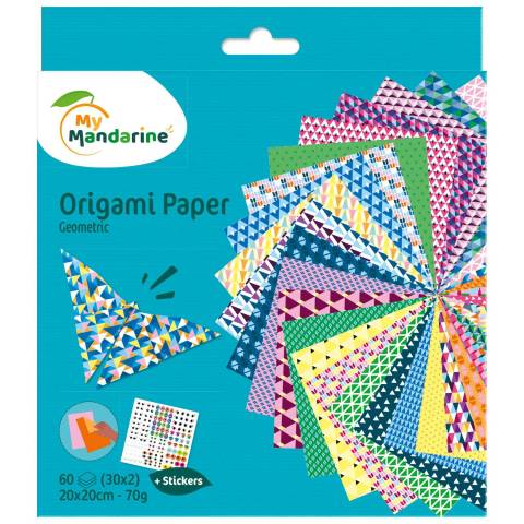 Avenue Mandarine 3x Origami Paper Geometric, 60 Bl 20x20 cm, Mehrfarbig 52501MD