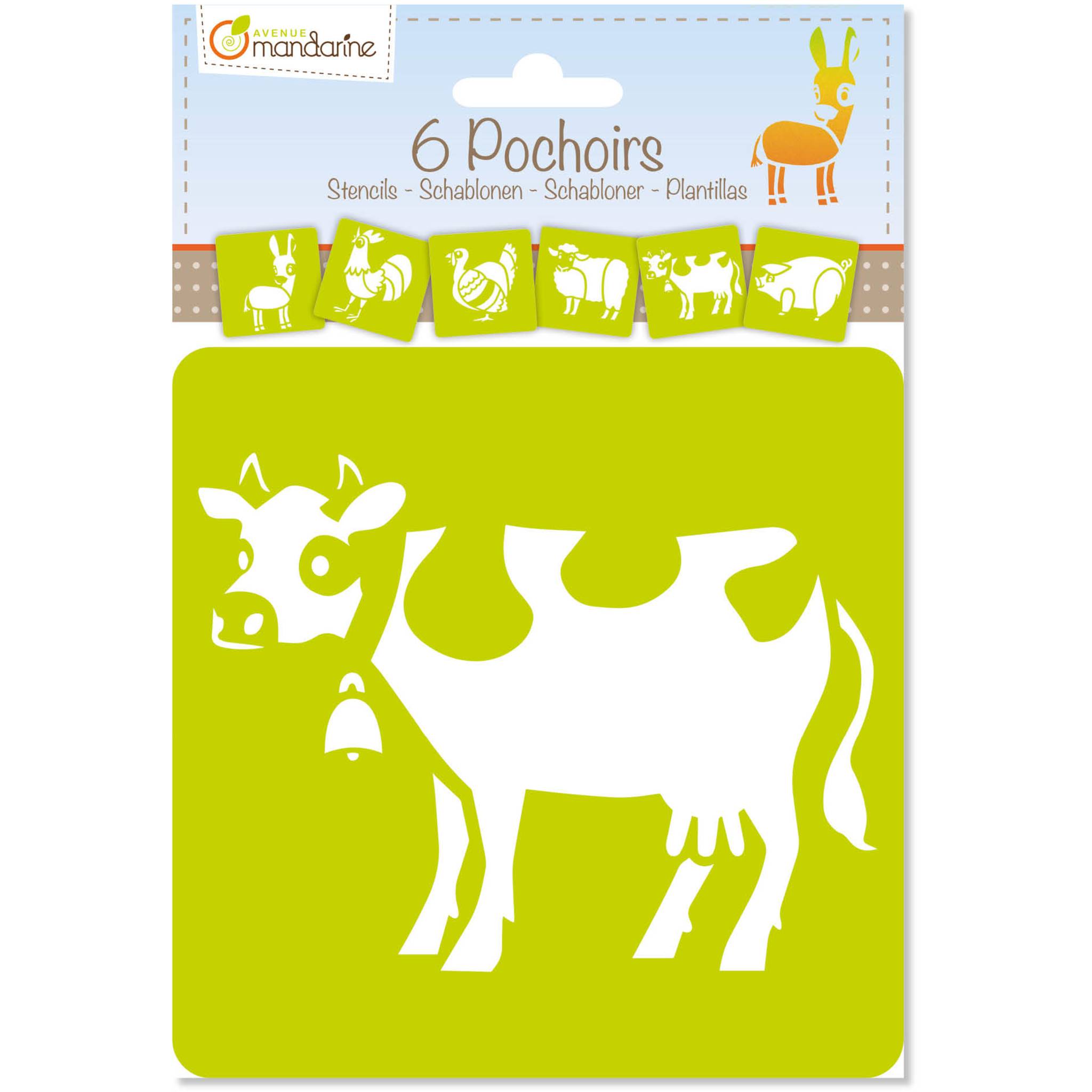 Avenue Mandarine 3x 6 tlg Schablonenset für Kinder, Tiere Orange 42440MD