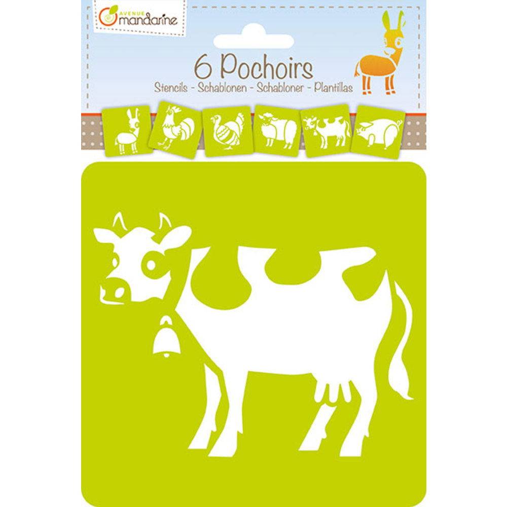 Avenue Mandarine 3x 6 tlg Schablonenset für Kinder, Tiere Orange 42440MD