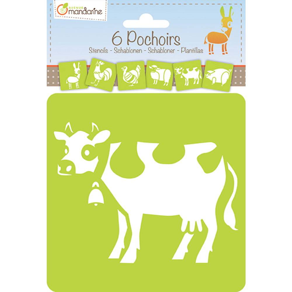 Avenue Mandarine 3x 6 tlg Schablonenset für Kinder, Tiere Orange 42440MD