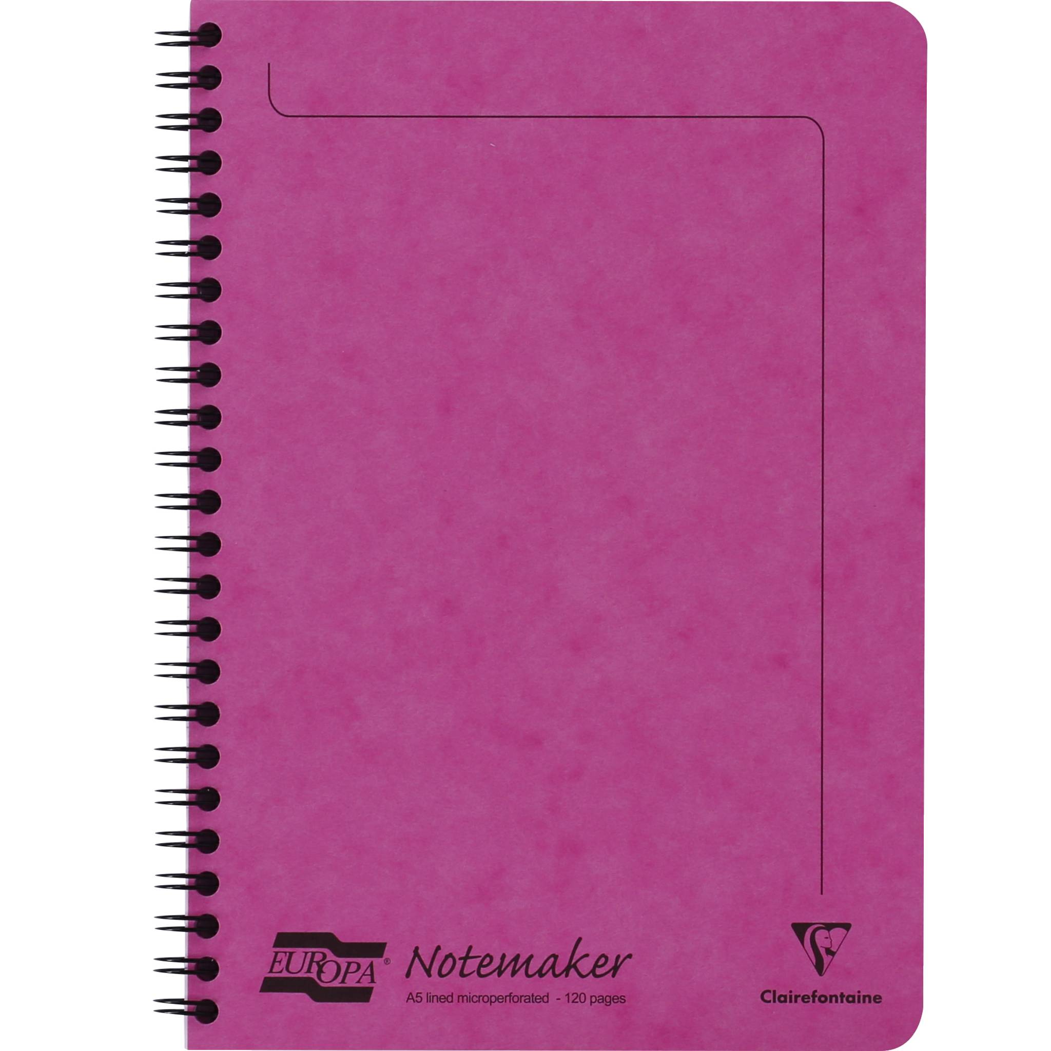Clairefontaine 10x Doppelspiralheft A5, 60 Blatt liniert Fuchsia 3087Z