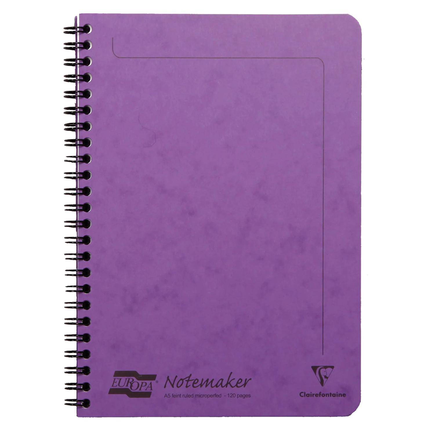 Clairefontaine 10x Doppelspiralheft A5 60 Blatt liniert abtrennbar Flieder 4854Z