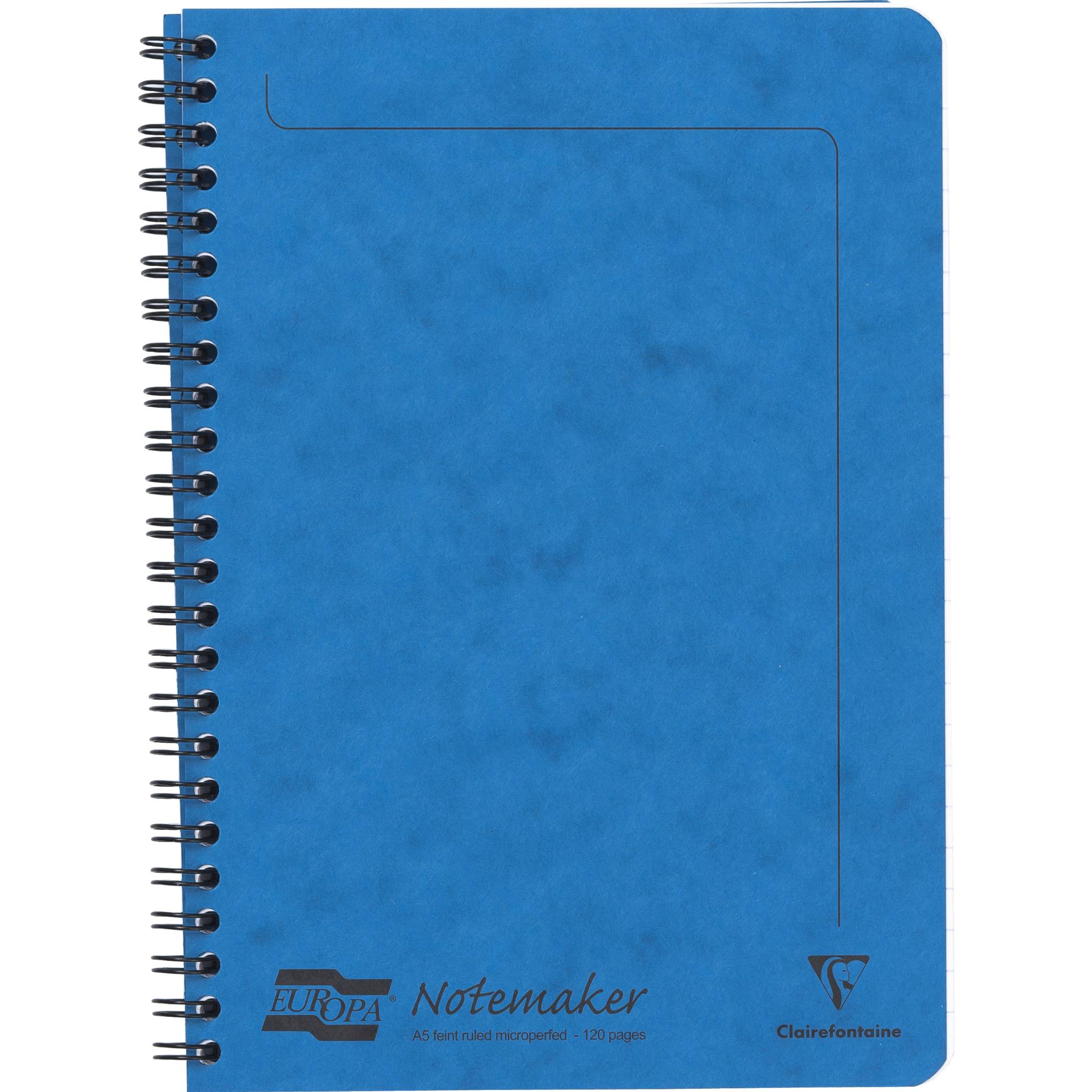 Clairefontaine 10x Doppelspiralheft A5, 60 Blatt liniert abtrennbar Blau 4855Z