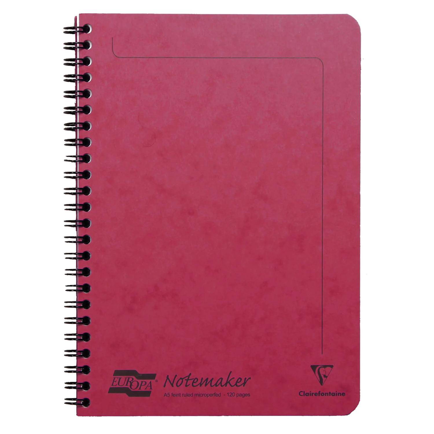 Clairefontaine 10x Doppelspiralheft A5, 60 Blatt liniert abtrennbar Rot 4858Z