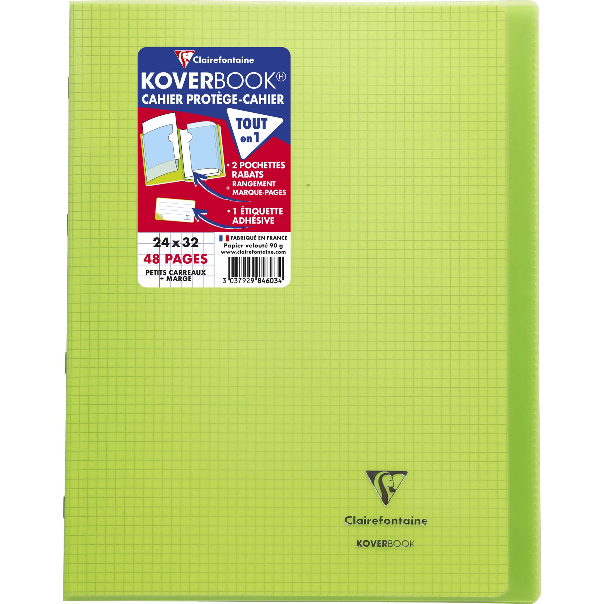 Clairefontaine 10x Koverbook, Heft 24x32cm, 24 Blatt 90g, kariert Grün 984603C