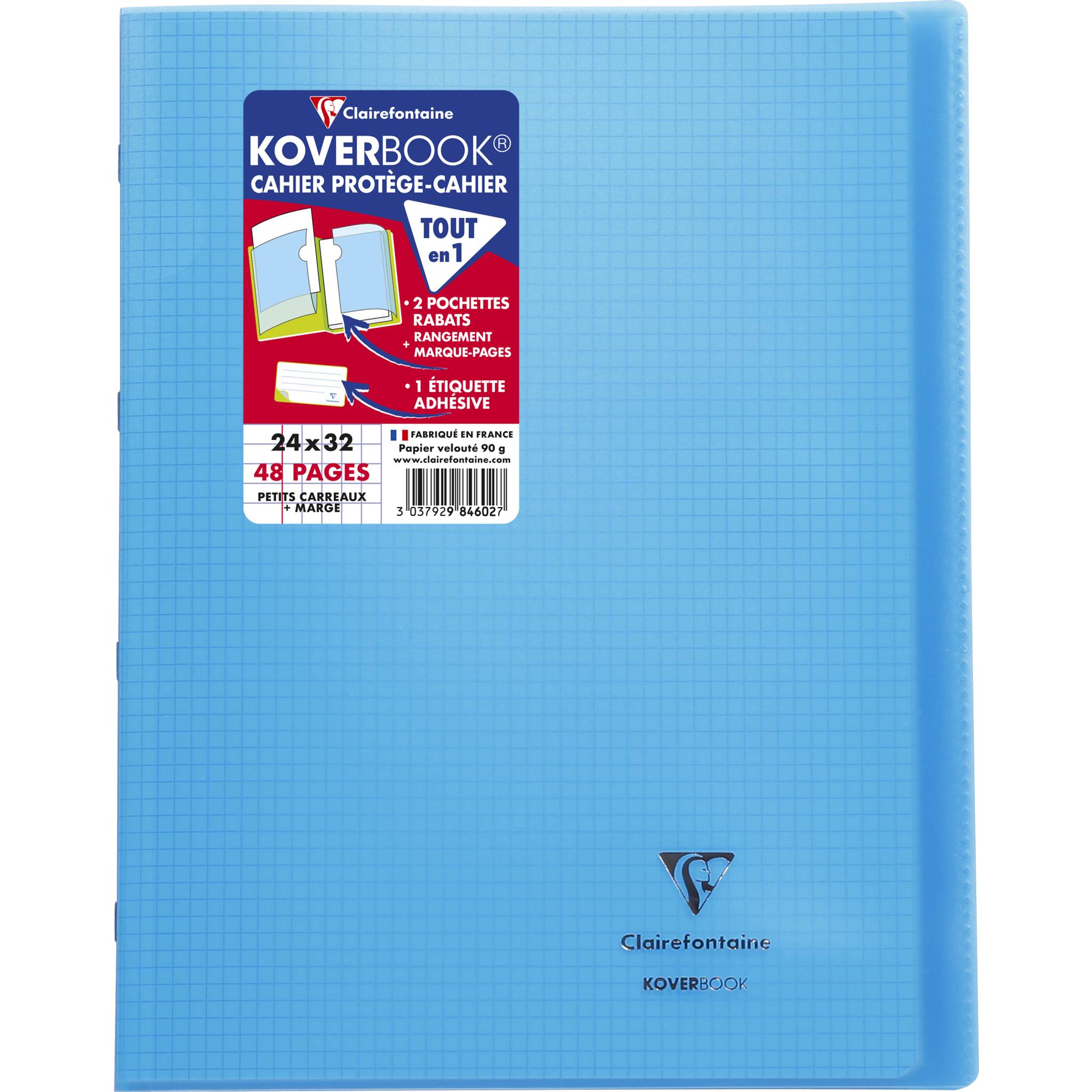Clairefontaine 10x Koverbook, Heft 24x32cm, 24 Blatt 90g, kariert Blau 984602C
