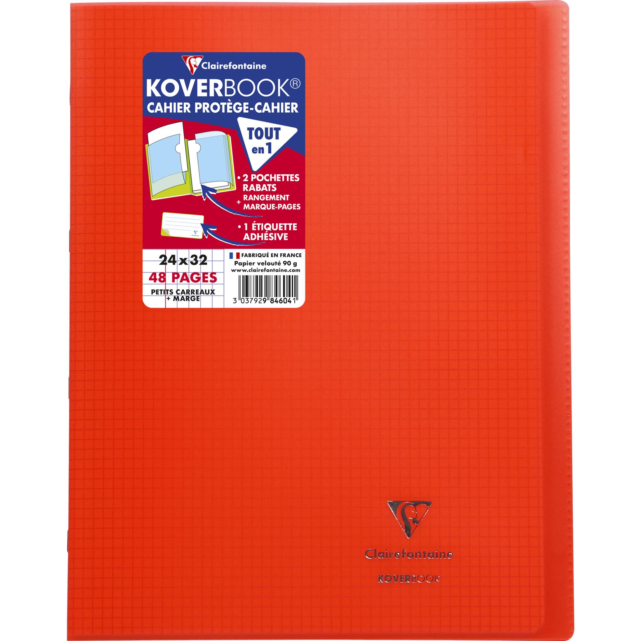 Clairefontaine 10x Koverbook, Heft 24x32cm, 24 Blatt 90g, kariert Rot 984604C