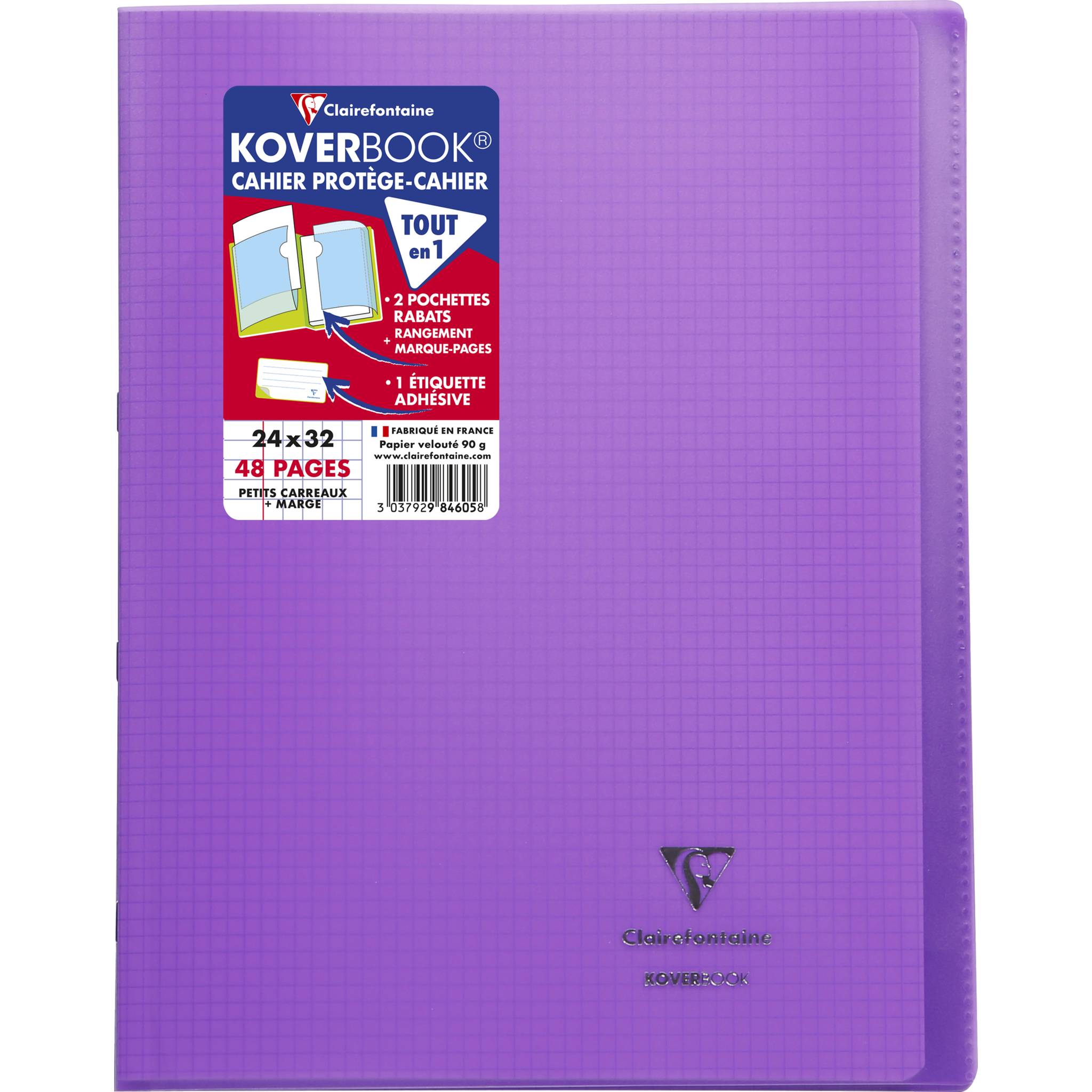 Clairefontaine 10x Koverbook, Heft 24x32cm, 24 Blatt 90g kariert Violett 984605C