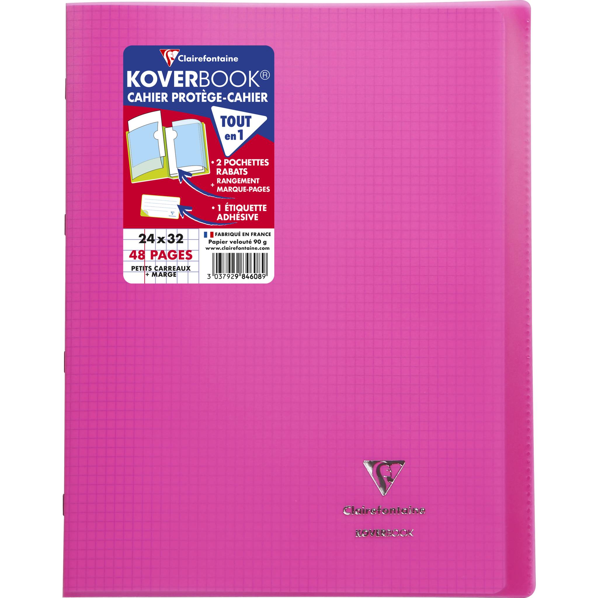 Clairefontaine 10x Koverbook, Heft 24x32cm, 24 Blatt 90g, kariert Rosa 984608C