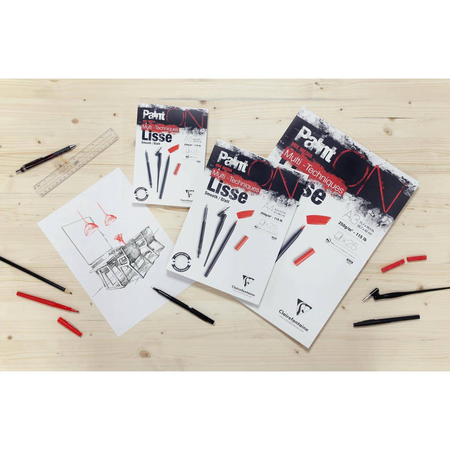 Clairefontaine 8x Lisse/Glatt, Block A6, geleimt, 15 Bl, 250g, weiß, 960062C