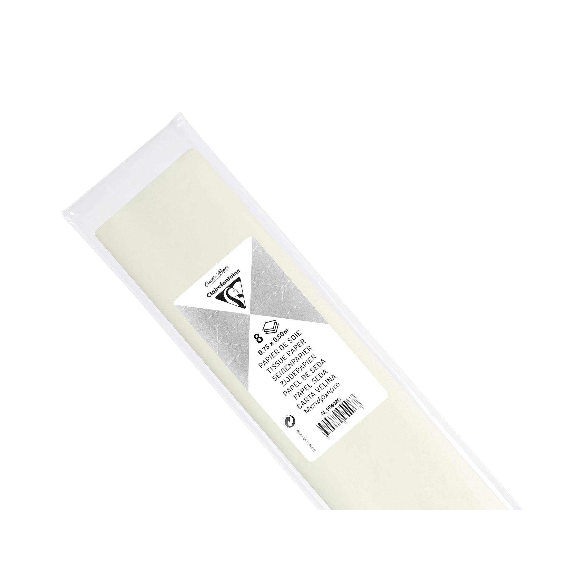 Clairefontaine 10x Seidenpapier Pack. 8 Bogen im Format 50x75cm Elfenbein 95402C