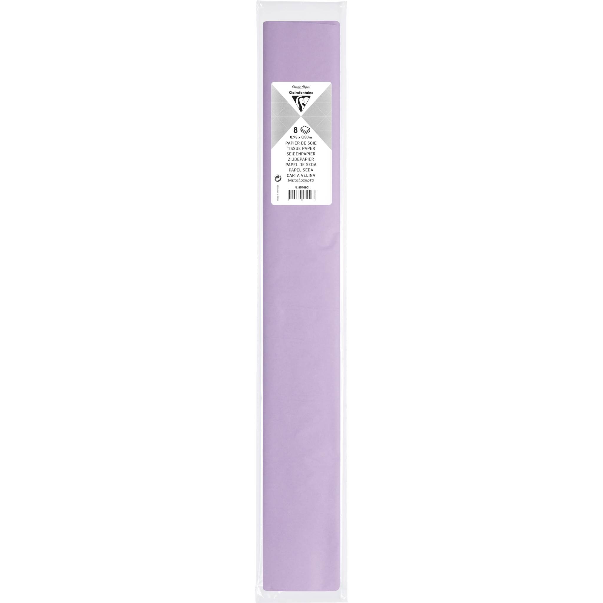 Clairefontaine 10x Seidenpapier, Pack. 8 Bogen im Format 50x75cm Flieder 95409C