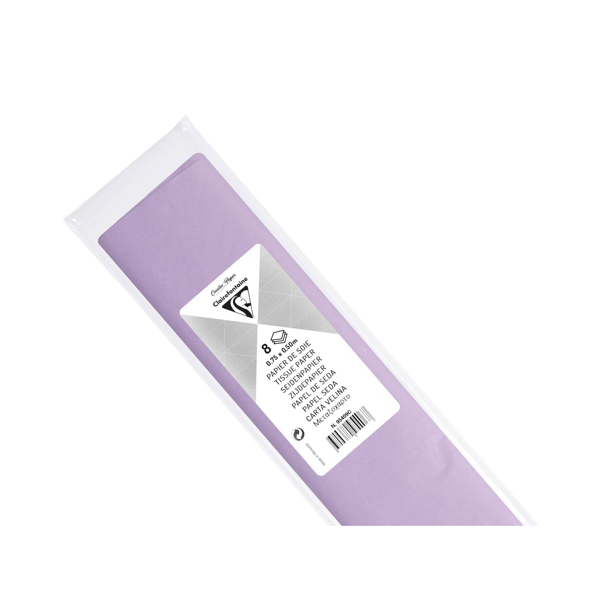 Clairefontaine 10x Seidenpapier, Pack. 8 Bogen im Format 50x75cm Flieder 95409C