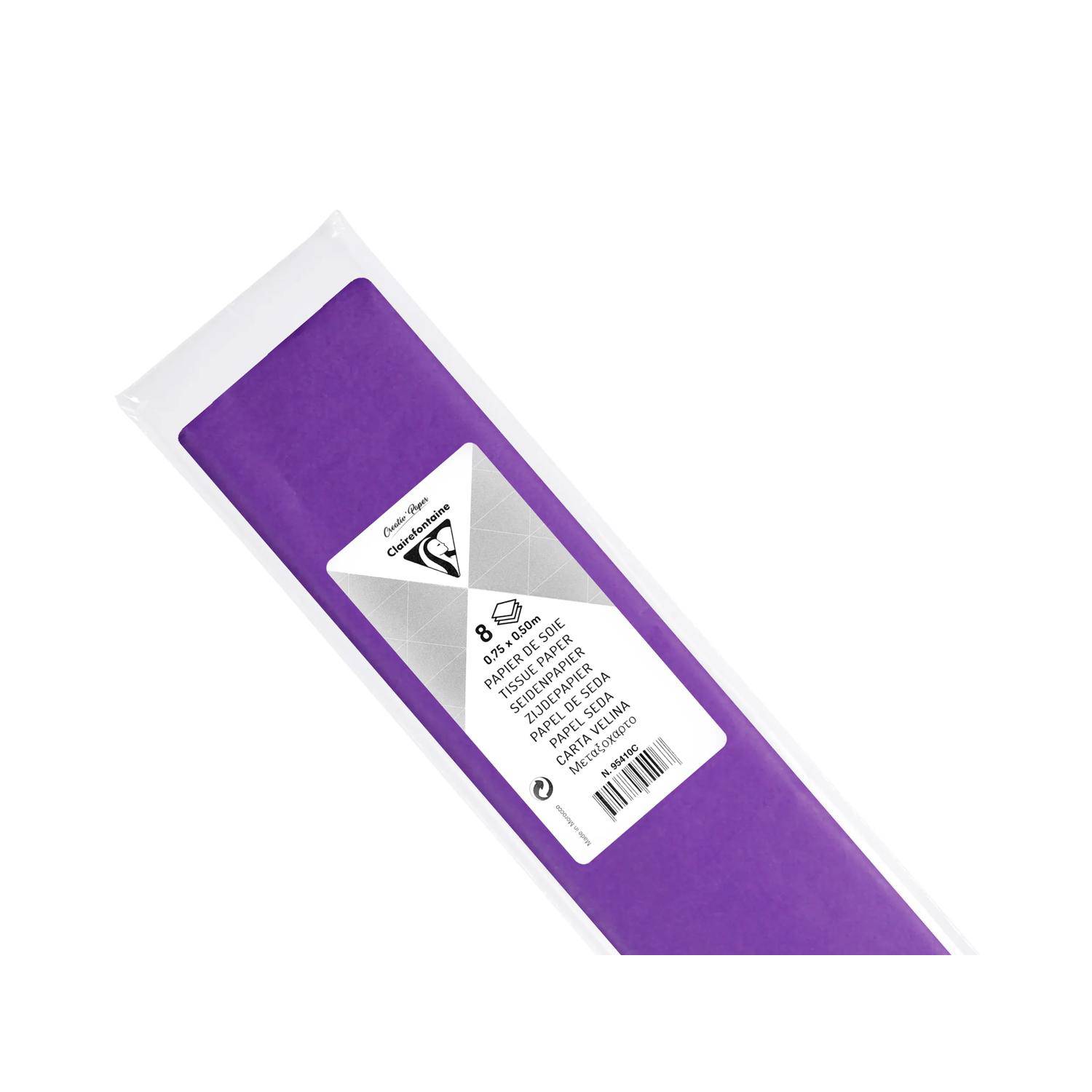 Clairefontaine 10x Seidenpapier, Pkg 8 Bogen 18g im Format 50x75cm Malve 95410C