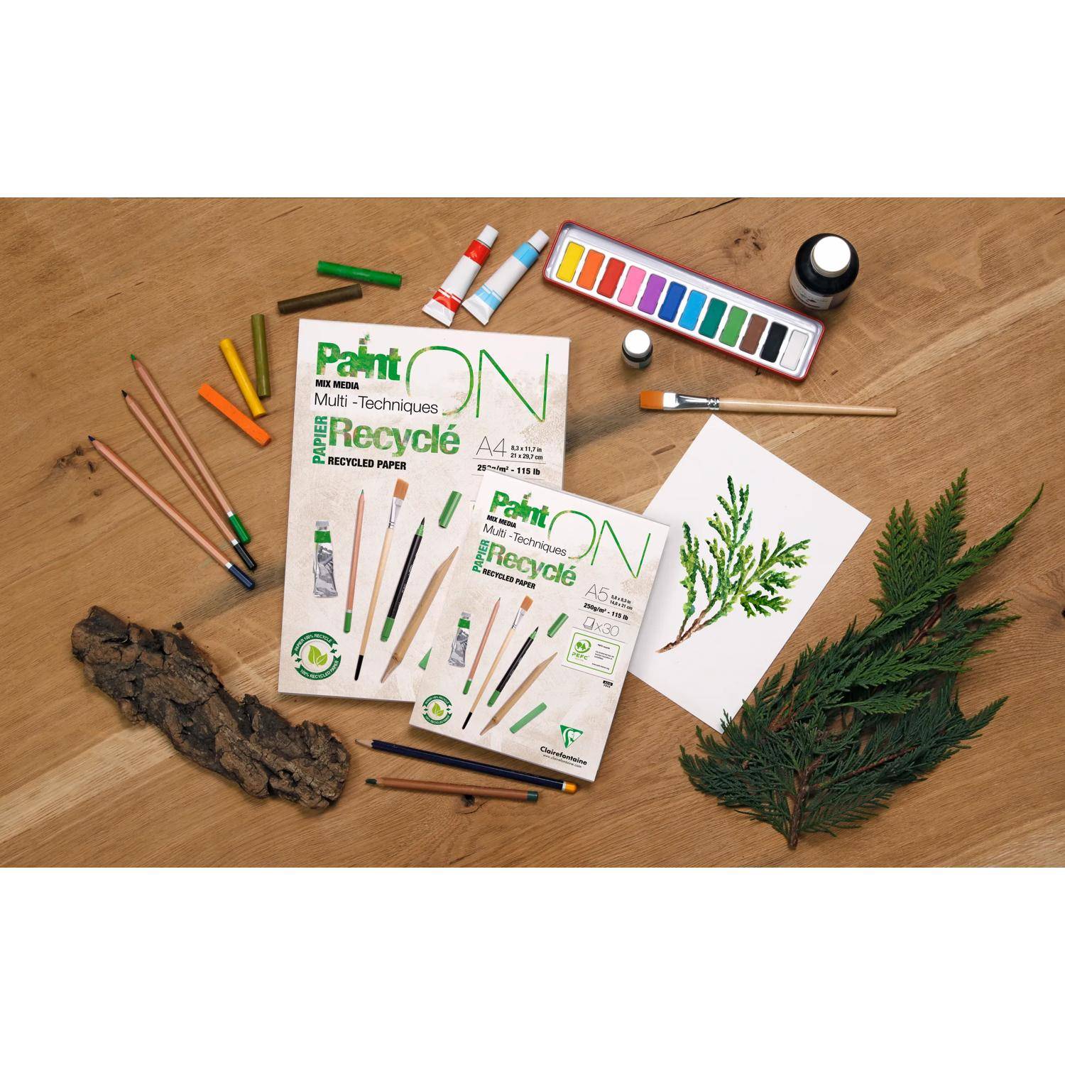 Clairefontaine 8x PaintON RC, Block A6, geleimt, 15 Bl, 250g, weiß, 960061C