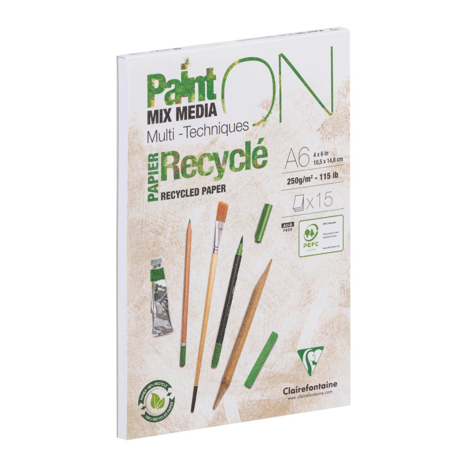 Clairefontaine 8x PaintON RC, Block A6, geleimt, 15 Bl, 250g, weiß, 960061C