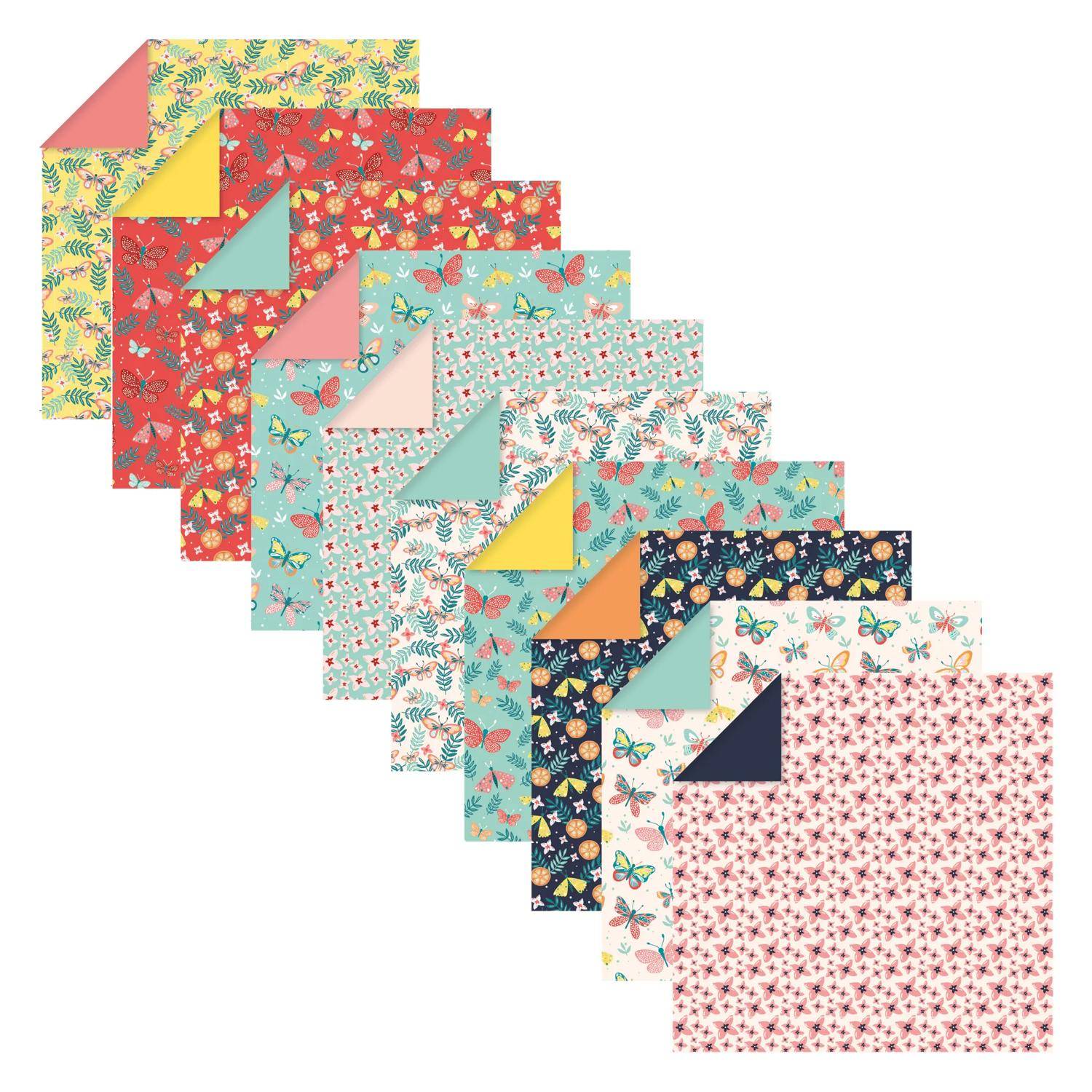 Clairefontaine 5x Origami, Pkg 15x15 cm 60 Bl 70g, Obstgarten Mehrfarbig 95357C