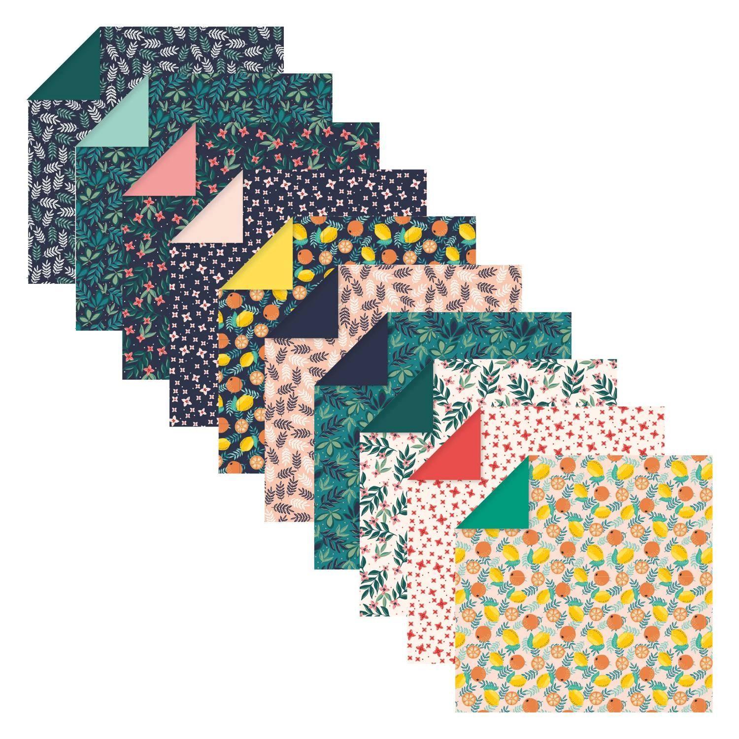 Clairefontaine 5x Origami, Pkg 15x15 cm 60 Bl 70g, Obstgarten Mehrfarbig 95357C