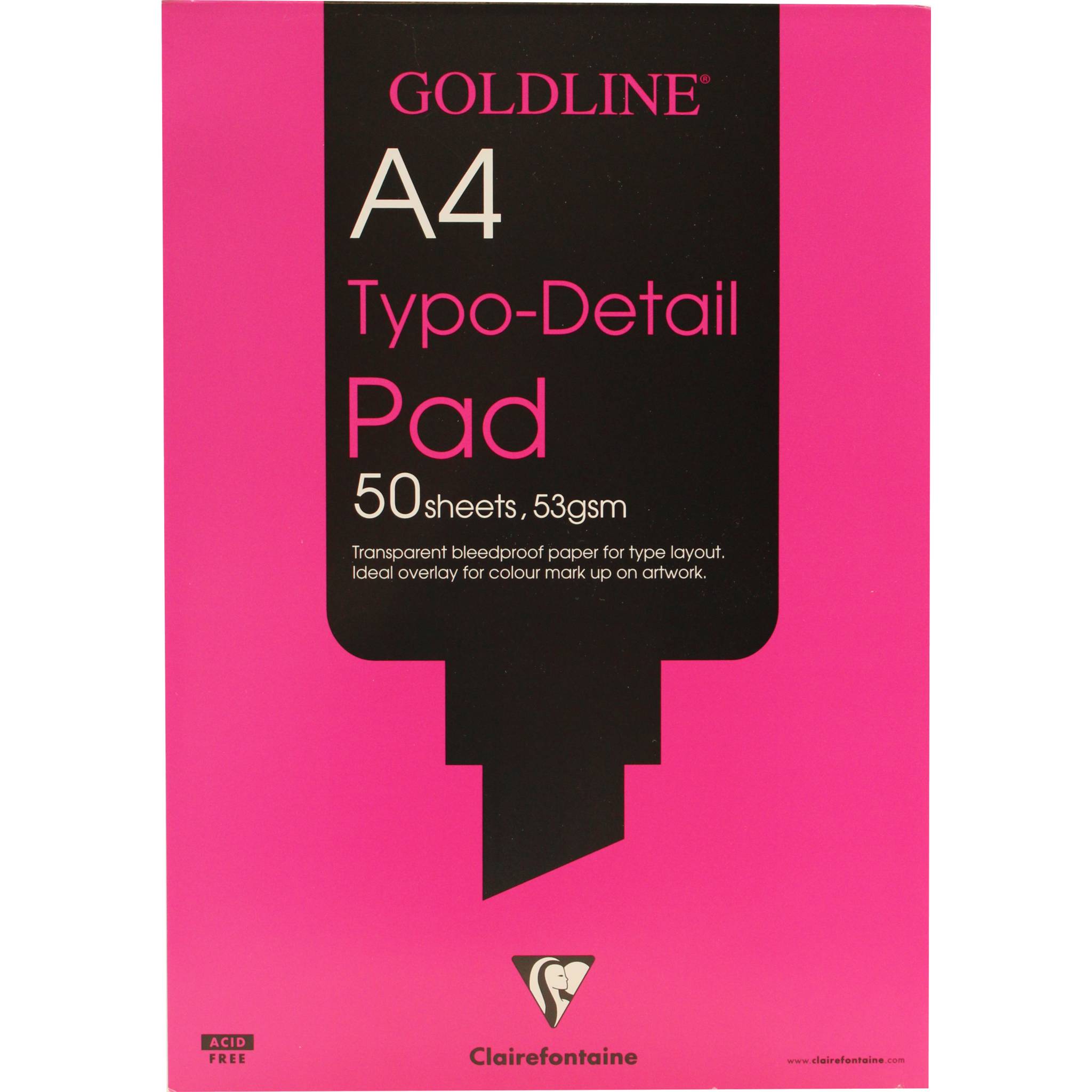 Clairefontaine 5x Goldline Typo-Detail Pad, Block geleimt, 50 Bl A4 53g GPD1A4Z