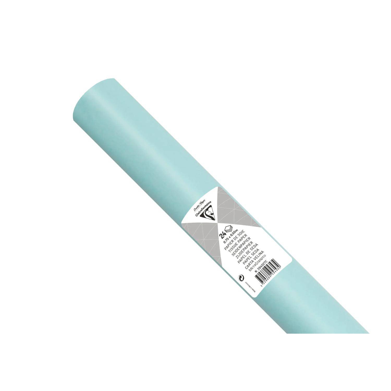 Clairefontaine 5x Seidenpapier Rolle 24 Bogen 18g/m2 50x75cm Himmelblau 394027C