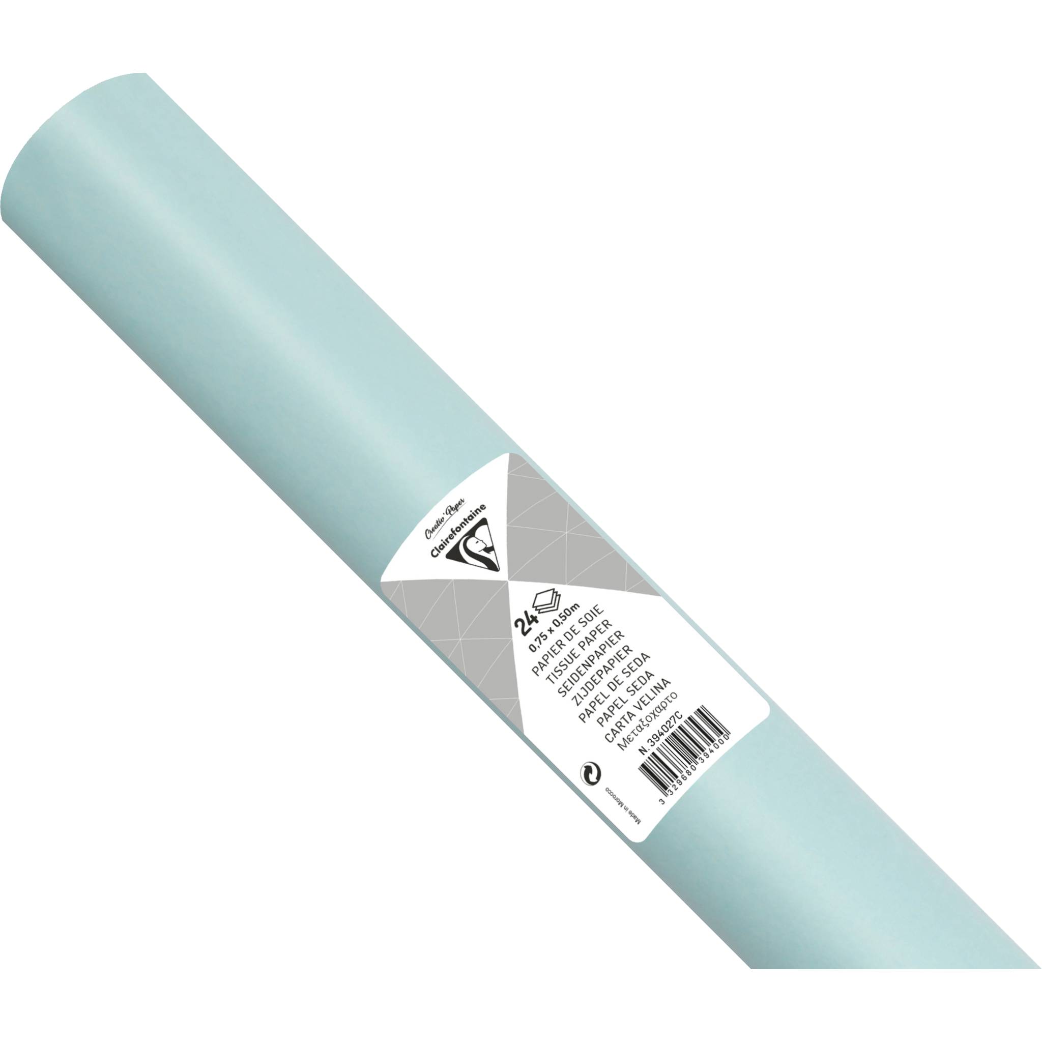 Clairefontaine 5x Seidenpapier Rolle 24 Bogen 18g/m2 50x75cm Himmelblau 394027C