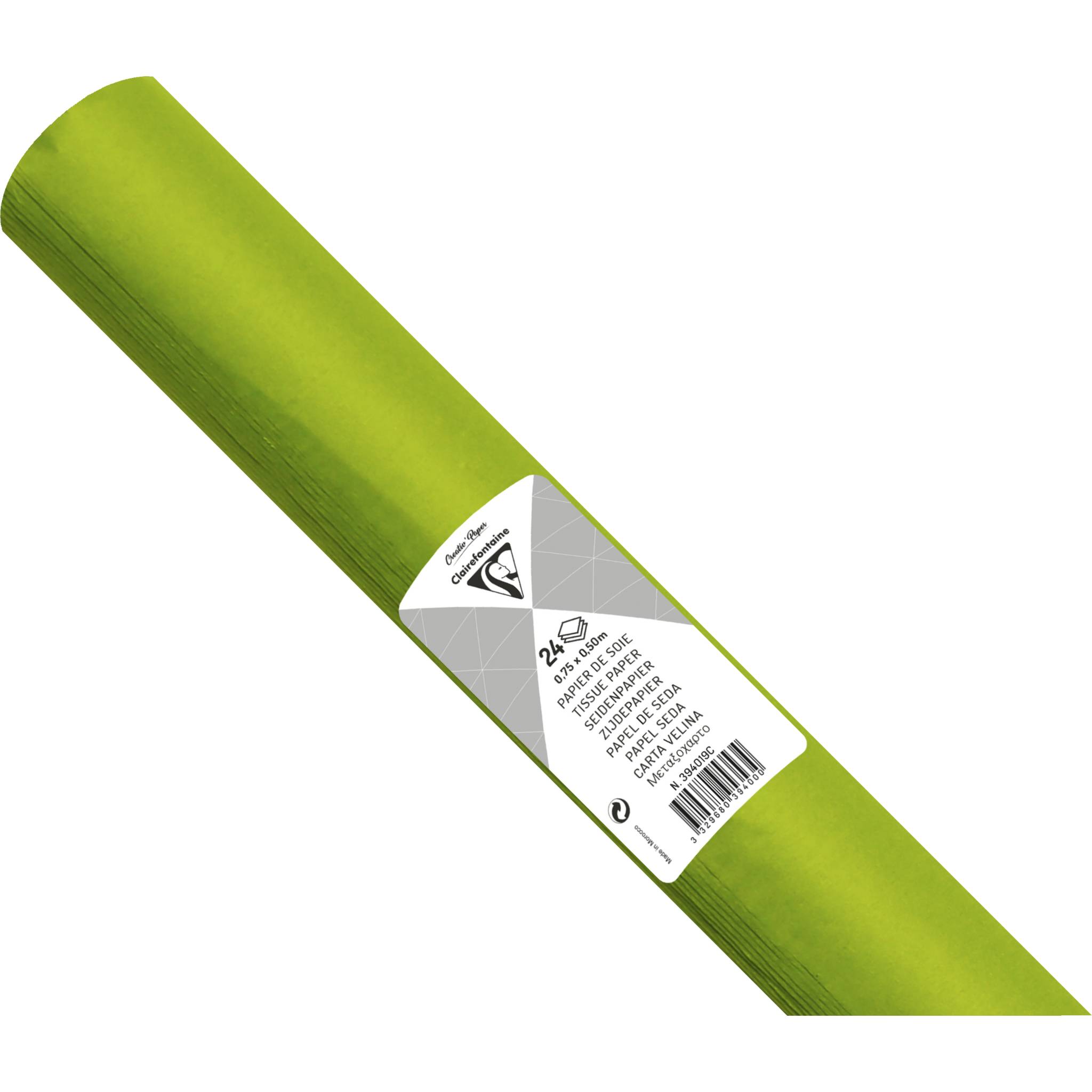 Clairefontaine 5x Seidenpapier Rolle 24 Bogen 18g/m2 50x75cm Apfelgrün 394019C