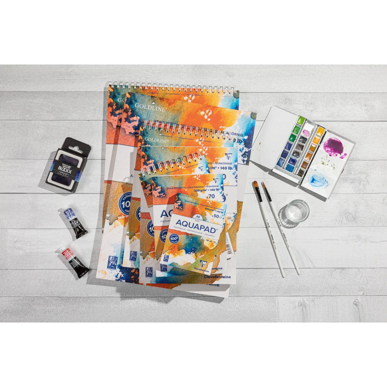 Clairefontaine 3x Aquarellblock Goldline Aquapad A3 30 Blatt weiß 975722C