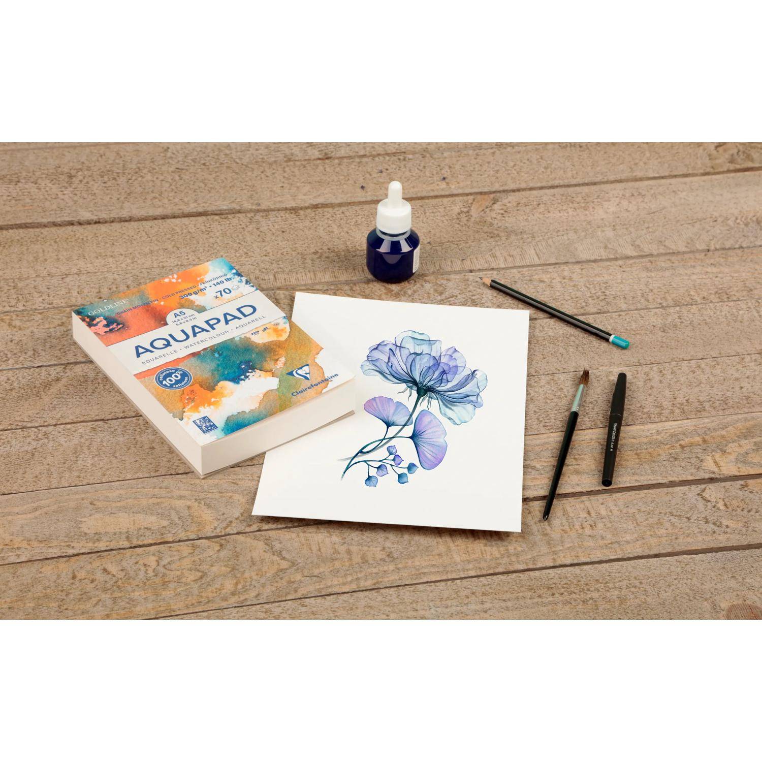 Clairefontaine Goldline Aquapad, Pkg 25 Bl Aquarellpapier 50x65 cm 300g 975719C