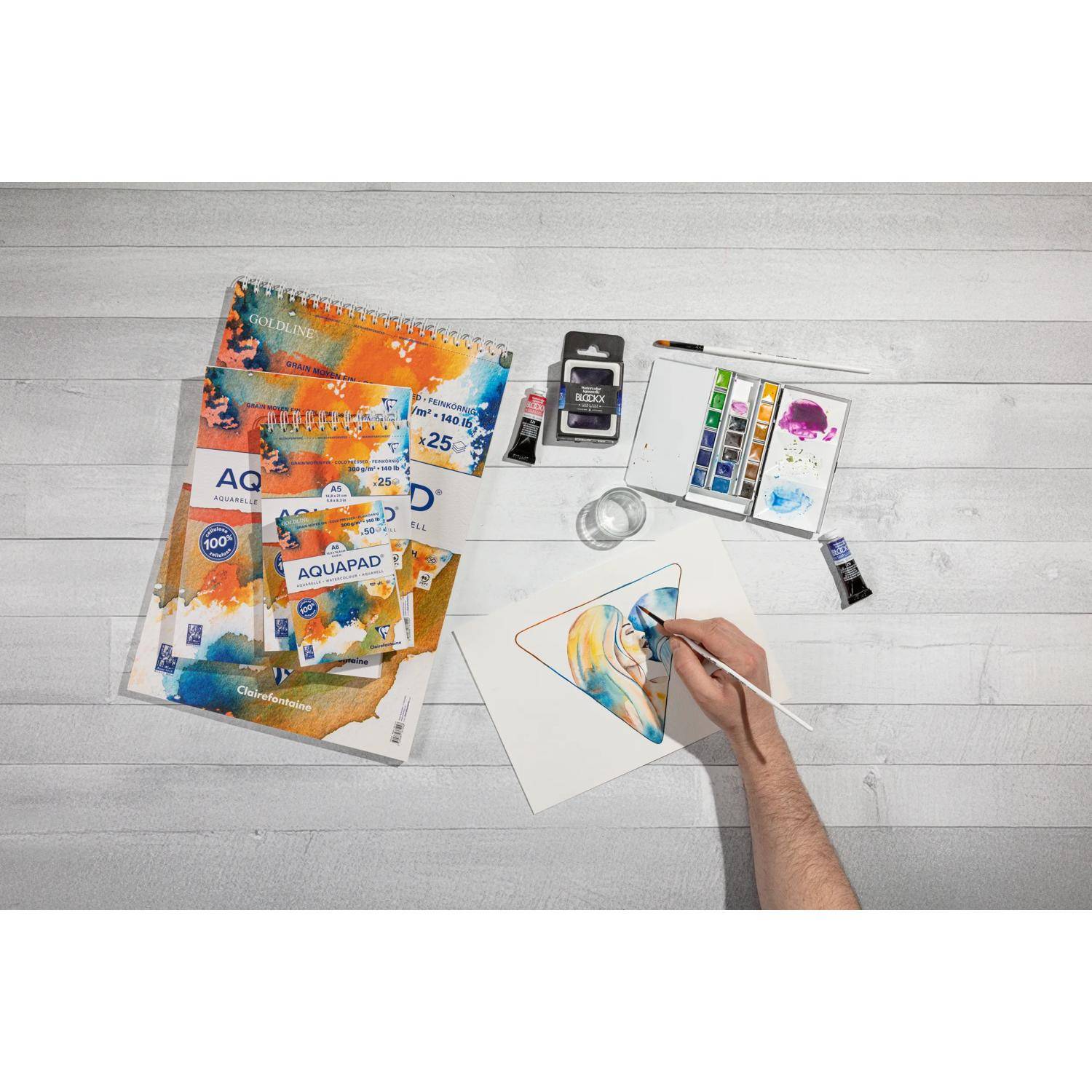 Clairefontaine 4x Goldline Aquapad A3+, Aquarellpapier, Block,25 Bl 300g 976104C