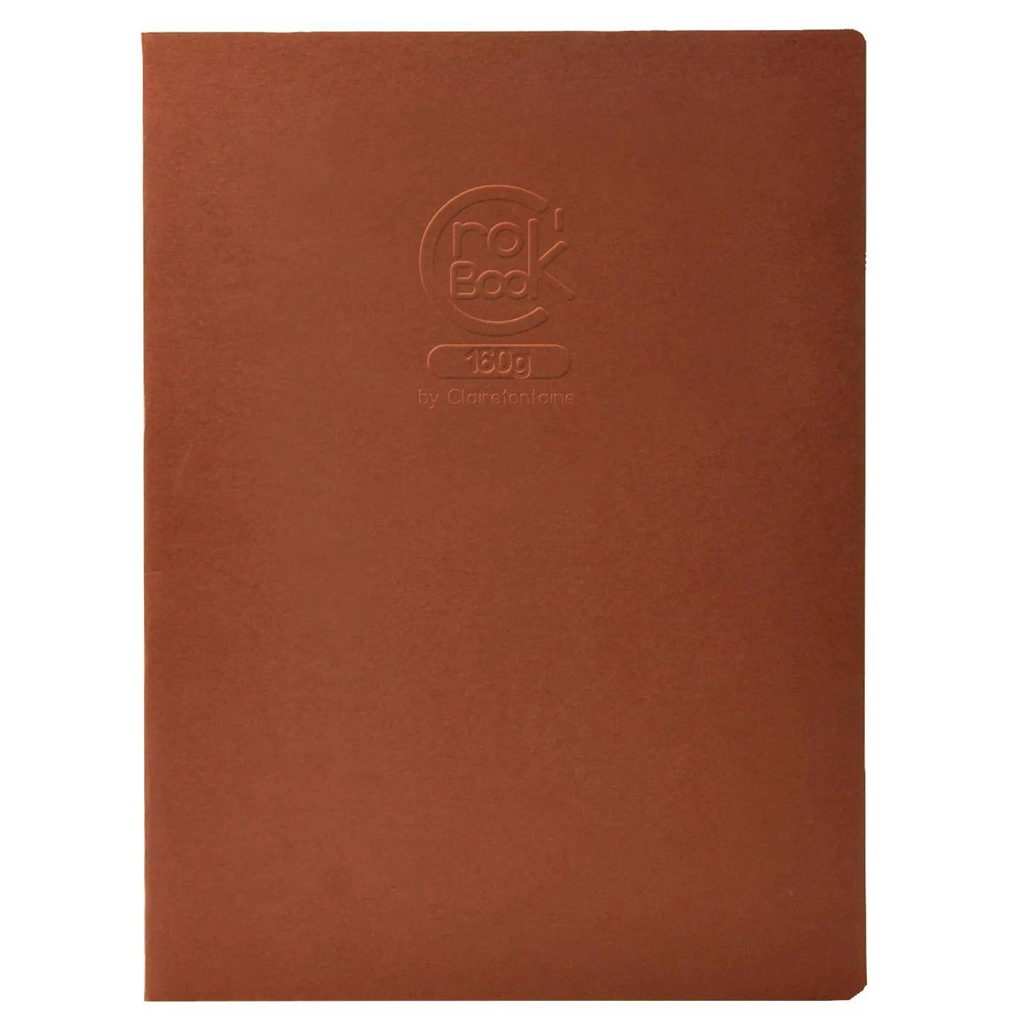 Braunes blanko Notizbuch-Cover mit geprägtem "notek"" und ""160g"" in der Mitte auf der Vorderseite.