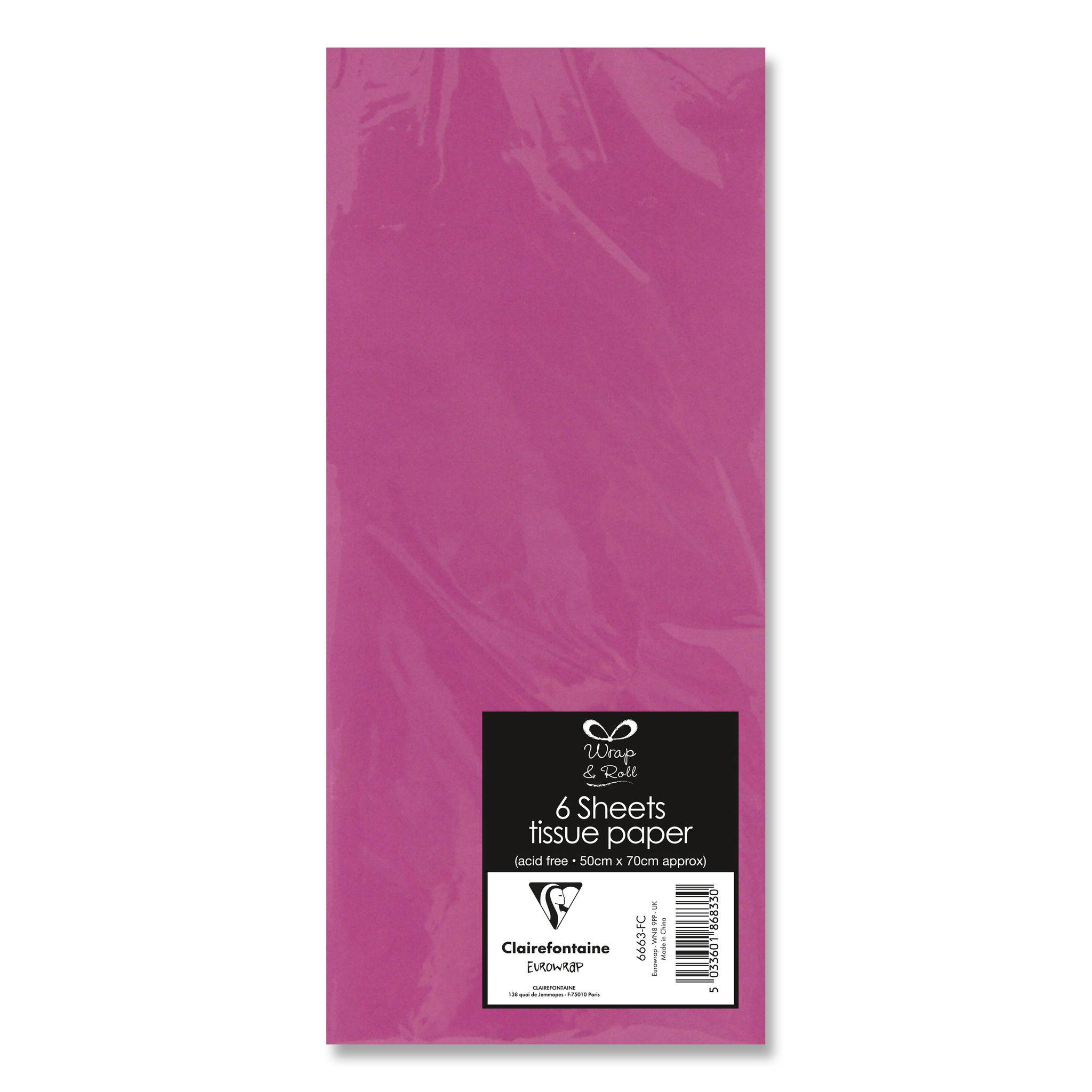 Clairefontaine 12x Seidenpapier, Packung 6 Bl 50x70 cm, fuchsia Fuchsia 6663-FC