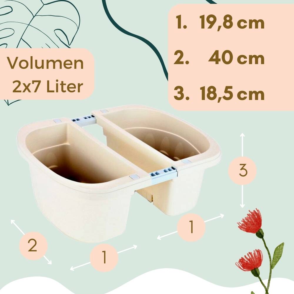 Blumenkasten Balkongeländer Beidseitig Balkon Blumenkasten Doppelseitig Balkonkasten mit Halterung Geländerkasten mit Wasserspeicher weiß 40 cm