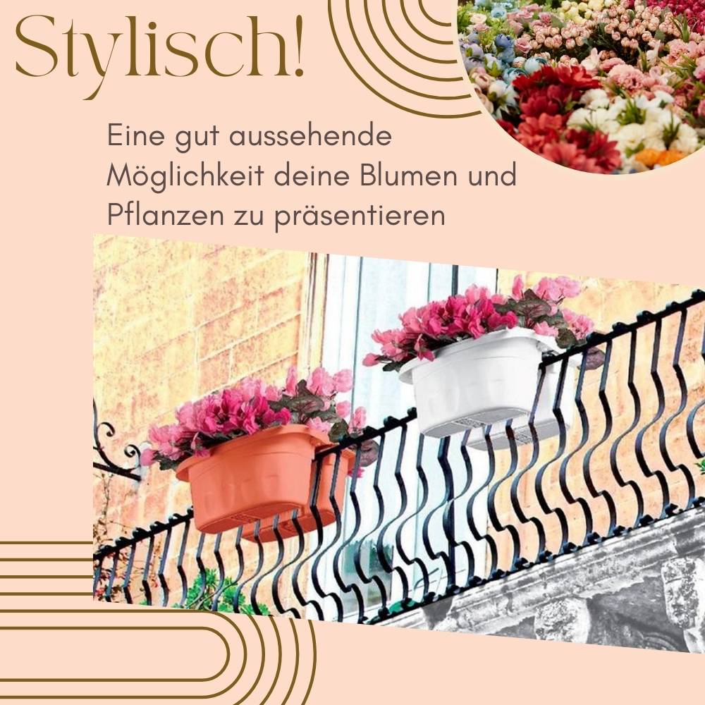 Blumenkasten Balkongeländer Beidseitig Balkon Blumenkasten Doppelseitig Balkonkasten mit Halterung Geländerkasten mit Wasserspeicher weiß 40 cm
