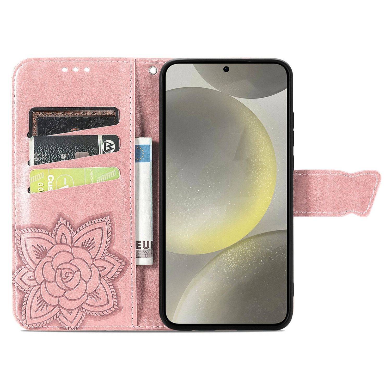 Für Samsung Galaxy A56 / A36 Kunstleder Wallet Handy Tasche Schmetterling Design Hülle Etuis Rosa