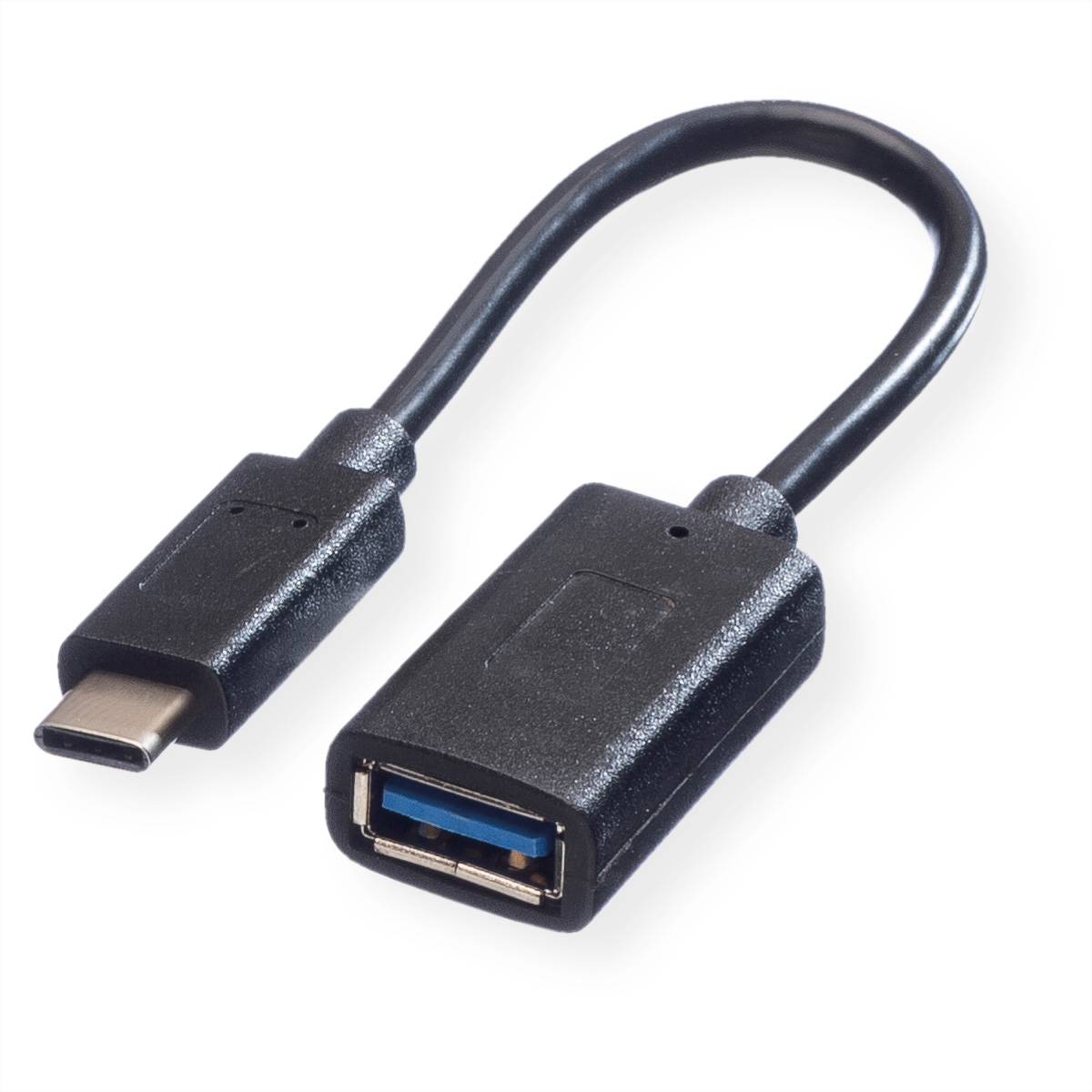 VALUE USB 3.2 Gen 1 Kabel, USB Typ C - A, ST/BU, OTG, schwarz, 0,15 m Kabel USB & Lightning