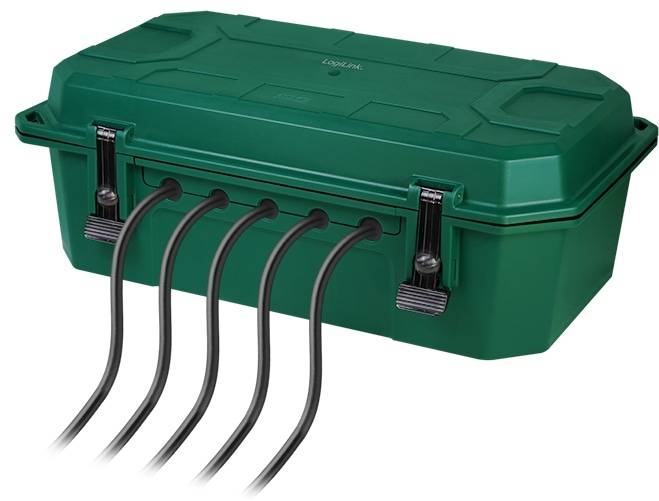 LOGILINK Kabelschutzbox LPS284, 4-fach, Steckerleiste, IP54, grün