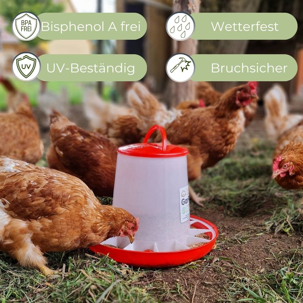 Futterautomat Hühner Futterspender Hühner Futtertrog Küken Futterspender Hühnerfutter Automat Hühner Zubehör Geflügelfutterautomat 1,5 Kg