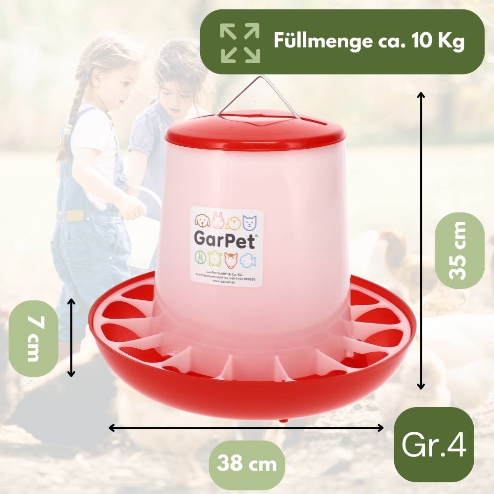 Futterautomat Hühner Futterspender Hühner Futtertrog Küken Futterspender Hühnerfutter Automat Hühner Zubehör Geflügelfutterautomat 10 Kg