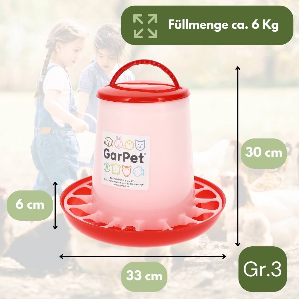 Futterautomat Hühner Futterspender Hühner Futtertrog Küken Futterspender Hühnerfutter Automat Hühner Zubehör Geflügelfutterautomat 6 Kg