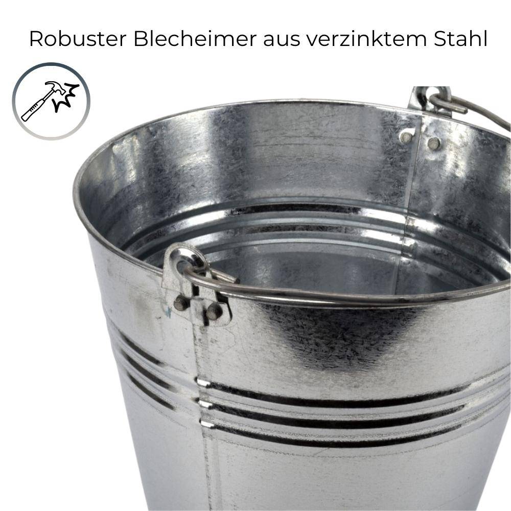 Zinkeimer 5 Liter 6 St. Blecheimer verzinkt Wassereimer Metall Deko Asche Pflanzen Eimer