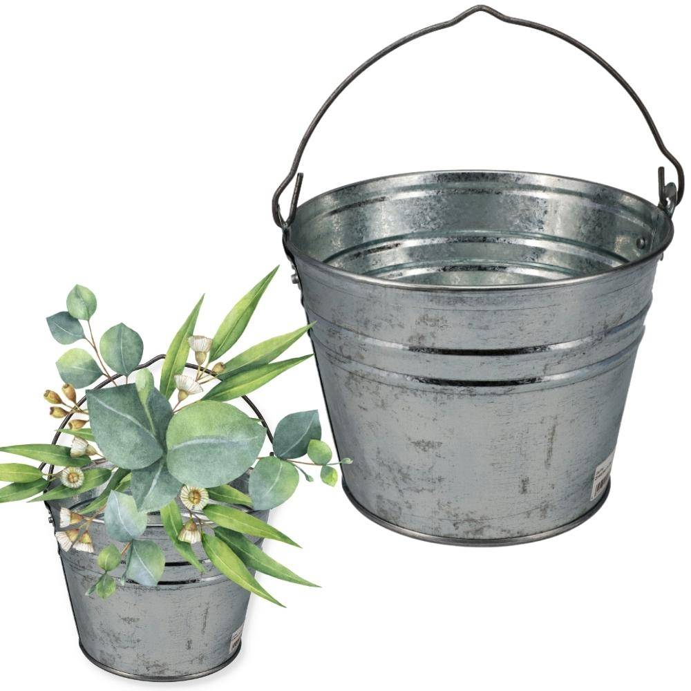 Zinkeimer 5 Liter 1 St. Blecheimer verzinkt Wassereimer Metall Deko Asche Pflanzen Eimer