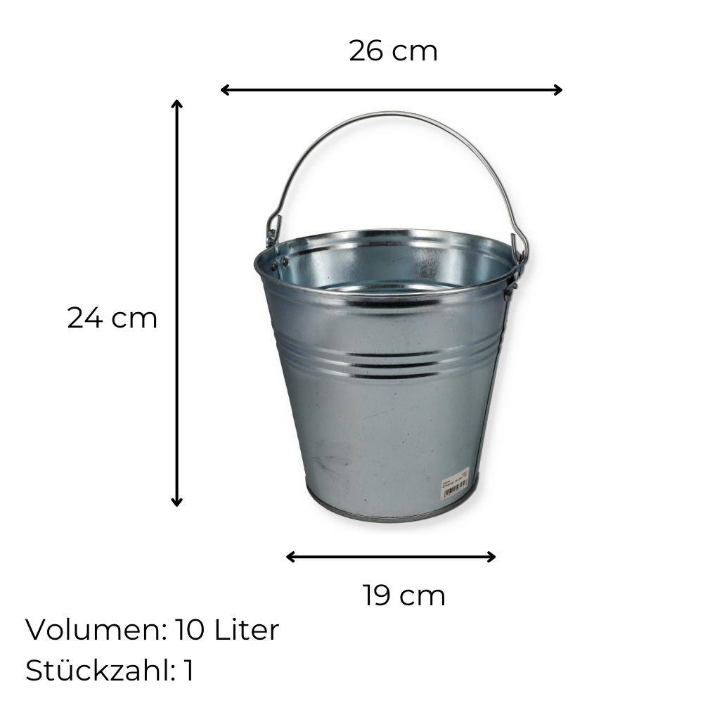 Zinkeimer 10 Liter 1 St. Blecheimer verzinkt Wassereimer Metall Deko Asche Pflanzen Eimer
