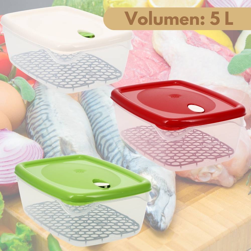 Frischhaltedosen mit Deckel Abtropfgitter Dampfventil Kunststoff Aufbewahrungsdosen Gefrierdosen Vorratsdosen Luftdicht 5,0 L