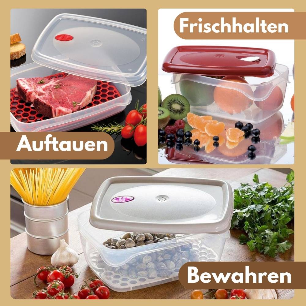 Frischhaltedosen mit Deckel Abtropfgitter Dampfventil Kunststoff Aufbewahrungsdosen Gefrierdosen Vorratsdosen Luftdicht 5,0 L