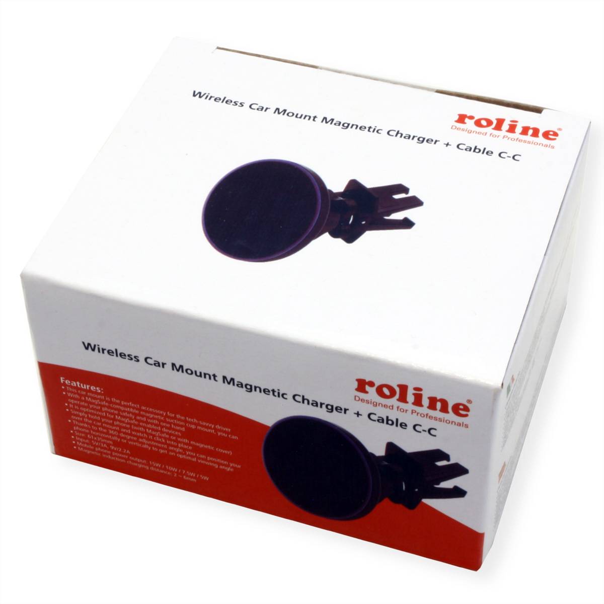 ROLINE Kfz-Magnet-Smartphone-Halterung & Induktionsladegerät, 15W